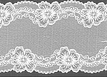 Elastische Spitze , reinwei, offenes Muster mit Blumenband ,Reststck 55 cm