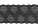 Elastische Spitze , schwarz, graphisches Muster, Reststck 95 cm