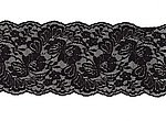 Elastische Spitze , schwarz, florales Muster, Reststck 85 cm