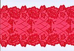 Bestickter Tll, Muster: La Vie en Rose,  Red, Reststck 55 cm