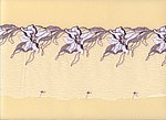 Schweizer Stickerei, weiss ,  mit lila Blumen bestickt,