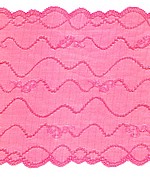 Elastische Spitze, rosa , Wellenmuster mit beidseitiger Bogenkante