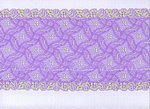 Elastische Spitze, lavendelfarbenes Webmuster mit gelber Bltenborte