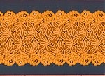 Elastisches Spitze, Leuchtend Orange, Pfingstrosen + Bltterm., Reststck 30 cm