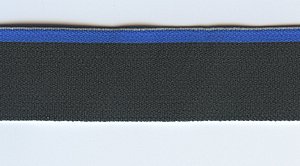 Bundband Elastik, grau, mit blauen Streifen, Reststck 33 cm