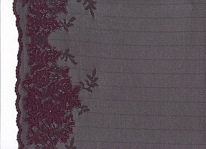 Elastische Tllspitze schwarz, mit Blumenranken eingewebt, Reststck 100 cm