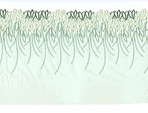 Schweizer Stickerei, L+R, pastell grn ,  mit Blumen bestickt, Reststck 48 cm