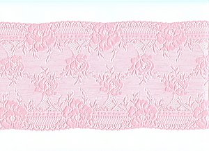 Elastisches Spitze, Blumenmuster, rosa, Reststck 112 cm
