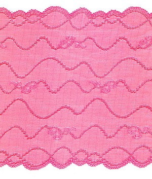 Elastische Spitze, rosa , Wellenmuster mit beidseitiger Bogenkante