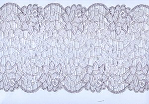 Elastische Spitze , silber grau Blumen in einer grafischen Darstellung