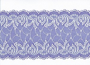 Elastische Spitze, stahlblau mit silbergrau, Jugendstil-Ornamente
