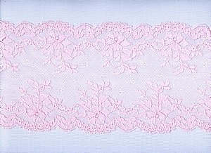 Elastische Spitze ,blassrosa, Blumenranken, Reststck 77 cm
