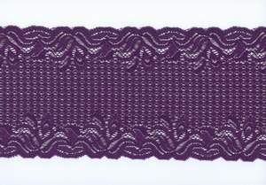 Elastische Spitze , Royal Purple, dunkel lila, mit einem Muster in geometrische