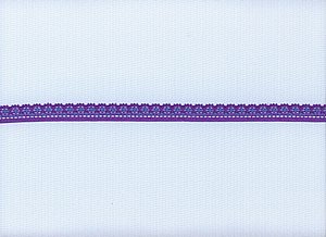 Elastische Spitze, Lila mit Jeansblau, sehr schmal, Reststck 100  cm