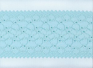 Elastische Spitze, Sternenblau mit gazackten Kanten, Reststck 18 cm