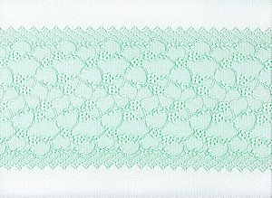 Elastische Spitze, Mintgrn mit gezackten Bogenkanten, Reststck 30 cm