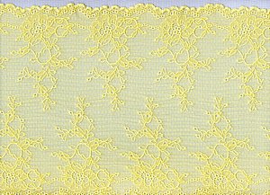 Elastisches Spitze, Zartgelber Limonadenton mit Bltenranken, Reststck 50 cm