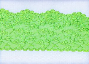 Elastische Spitze in Paradise Green mit Ranken, Reststck 140 cm