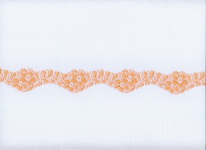 Elastische Spitze, schmales Bndchen in pastell-orange mit verschiedenen Kanten